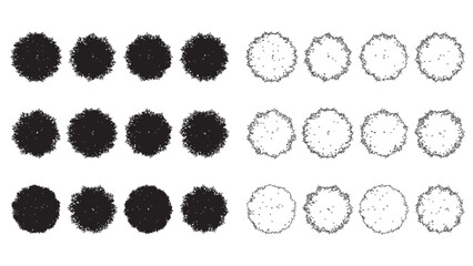 Top down view of dense circular trees and bushes for garden or park layouts. © Sara Studio
