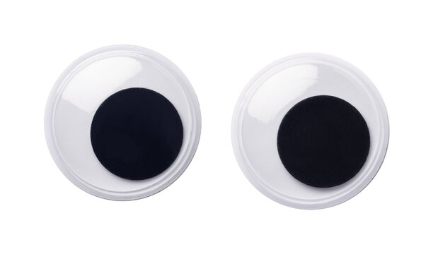 Pair of googly eyes looking sideways, transparent background