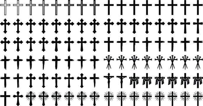 Christian Crosses and Religious Symbols Vector Collection