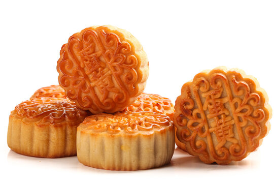 Traditional Mooncakes with Lotus Seed Paste for Mid-Autumn Festival