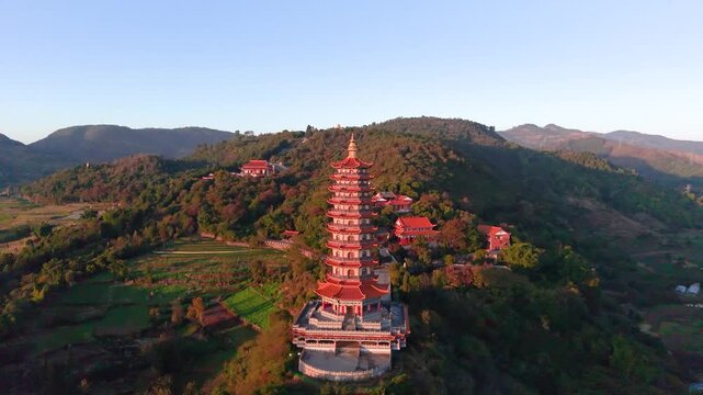Aerial view of Jinping Mountain in Mizhi County, Yunnan Province