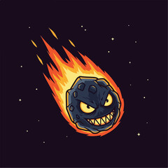 Spooky cartoon meteor vector illustration © wahyu