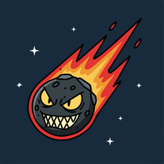 Spooky cartoon meteor vector illustration © wahyu