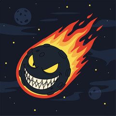Spooky cartoon meteor vector illustration © wahyu