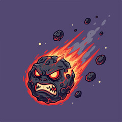 Spooky cartoon meteor vector illustration © wahyu