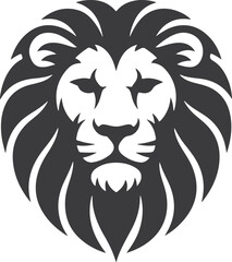 Fototapeta premium Majestic Lion Head Silhouette Powerful Wild Animal Emblem and Leadership Symbol Design