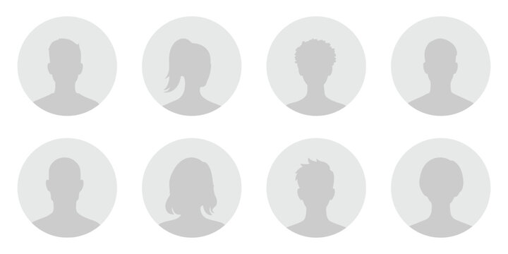 User account icon set, Profile avatar, social app and website profile symbol. Avatar account icon vector. Default social media profile photo symbol. 
