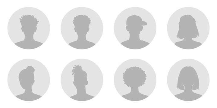 User profile avatar icon set, anonymous person silhouette symbols, social media account member heads and human character portraits. blank profile icon. 