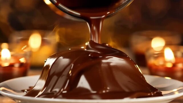 Decadent Chocolate Dessert Sweetness Warm Caramel Drizzle Indulgent Food Creation