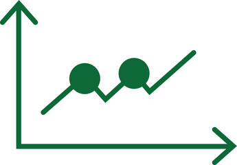 Fototapeta premium Line chart analytics icon representing business growth performance tracking and statistical reporting isolated on transparent background.