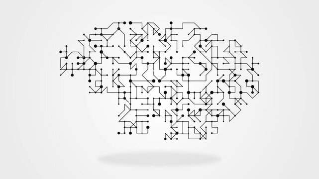 Abstract digital brain concept, artificial intelligence technology background with connected dots and lines