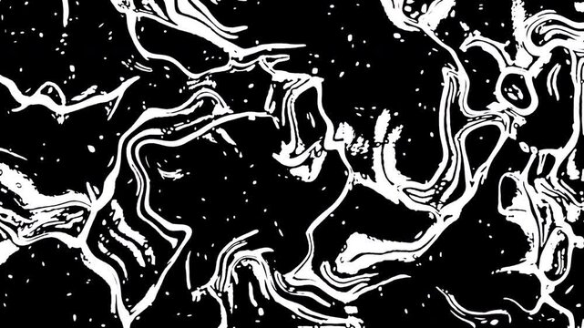 Abstract black white liquid marble pattern swirl flow artistic graphic design texture, resembling cosmic streams and motion, textured background 4k.