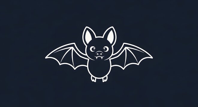 Cute cartoon bat vector illustration on dark blue background
