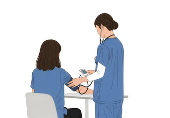 Obraz premium Doctor checking patient's blood pressure with digital monitor illustration
