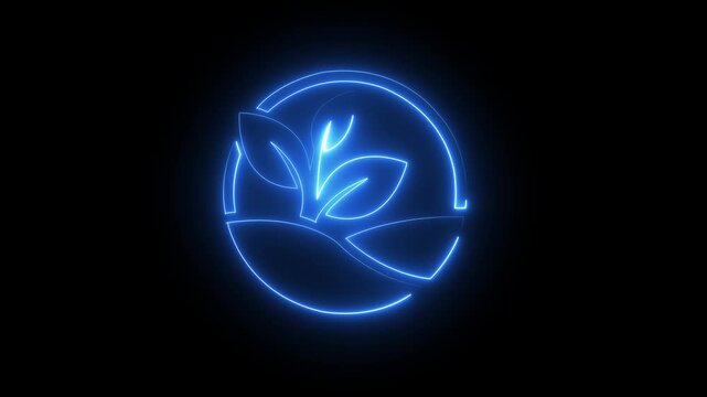 Glowing neon eco-friendly plant animation for sustainable energy and environmental concepts on black background .4k video animation 