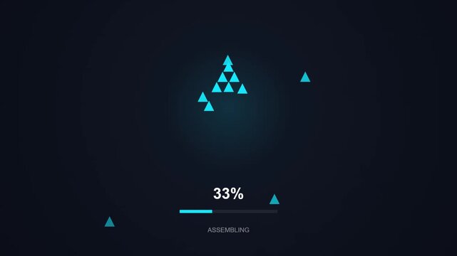 Triangle Assembly Loading Animation with Futuristic Digital Progress System