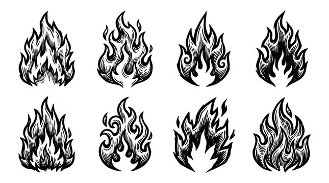 Hand-Drawn Fire Icons Set