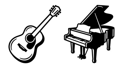 Acoustic Guitar and Grand Piano Icons © Eka