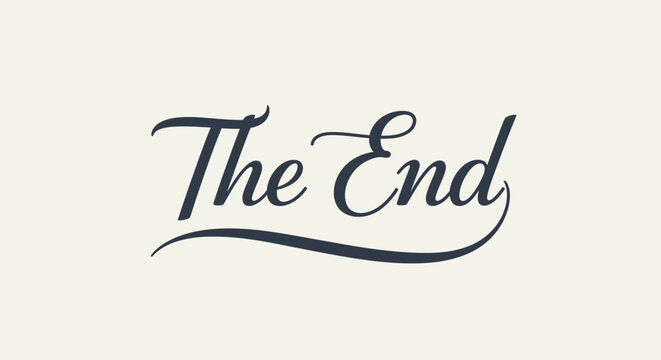 Elegant cursive script text reading The End isolated on a light background.