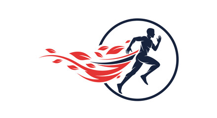 Fototapeta premium Runner Silhouette with Abstract Swirls