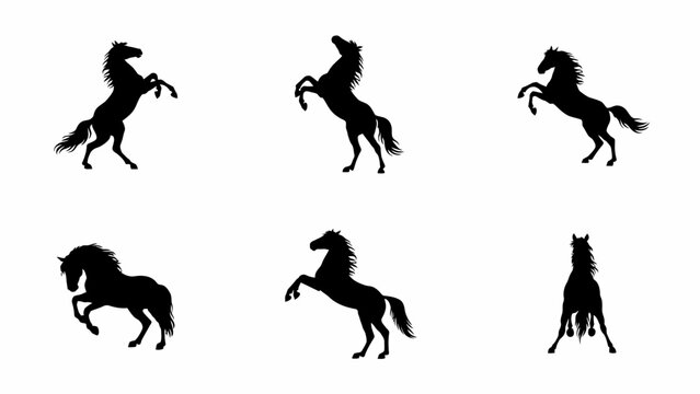 Horse Silhouettes Collection Black Shapes Against A White Background For Graphic Design equine horses stallion mare equus animal