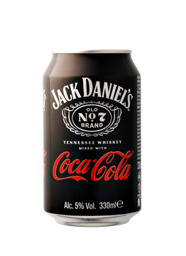 Jack daniel's and coca-cola mixed drink can