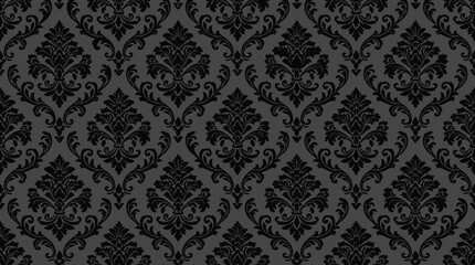 Elegant black damask seamless floral pattern background. © Wijaksono