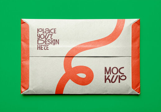 Paper Envelope Mockup on Green Background