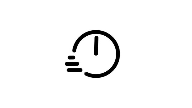 A simple outline icon combining a clock face with a curved back arrow representing history undo redo or time-based activity log in an application.