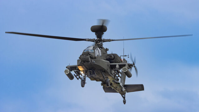 AH64E low flying over the Cambridgeshire countryside, 6th July 2025, Duxford, United Kingdom