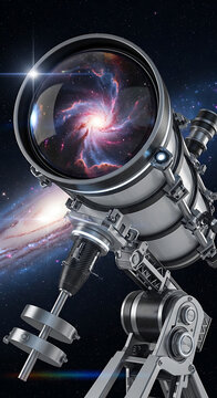 3 D telescope viewing a galaxy with pink purple and blue swirling clouds of gas and dust against a starry night sky background full hd download 2025 2026