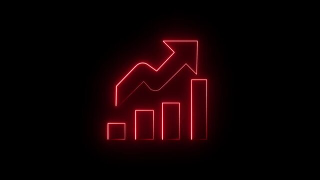Graph representing a downward trend is illuminated by a striking neon red glow against a dark background to symbolize financial loss or critical market decline within a professional business context.