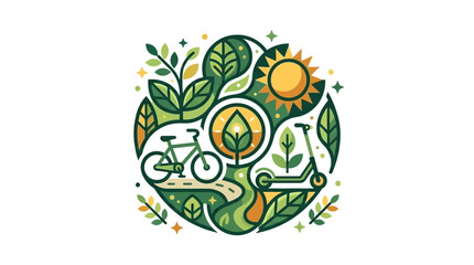 Fototapeta premium Eco-friendly Transportation and Nature Illustration