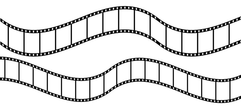 Curved retro film strip PNG isolated on transparent background with vintage photographic frames