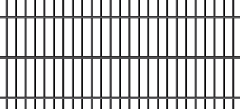 Iron prison bars PNG isolated on transparent background with metal jail cage security fence