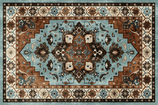 Navajo and kilim printed Carpet with trending colors and texture in high resolution
