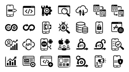 Fototapeta premium Collection of Software Development and Technology Icons.