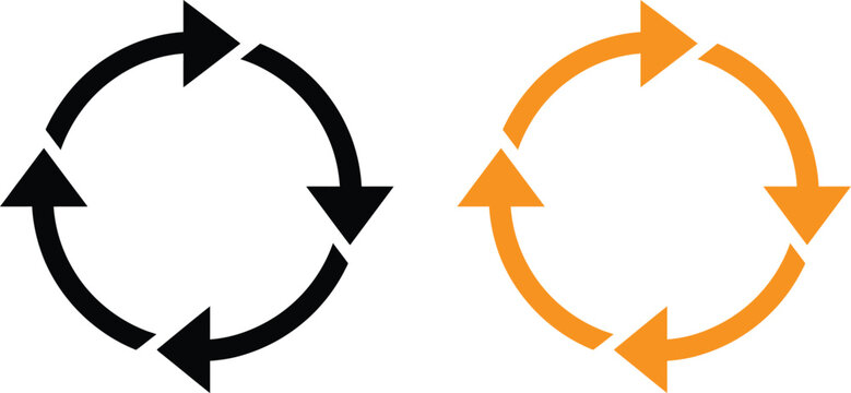Black and orange circular arrows showing a repeating cycle or rotation process