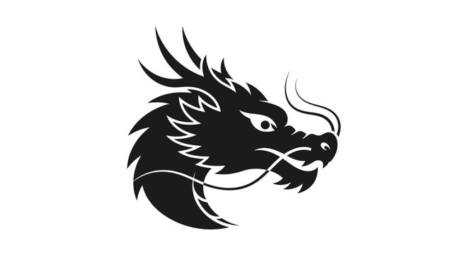 Black dragon head side profile view.