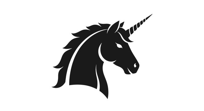 Black silhouette of a unicorn head.