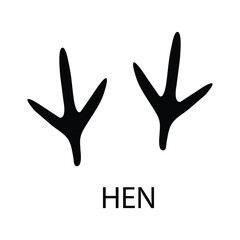 Fototapeta premium Hen Footprint Line Icon Isolated on White Background. Poultry Bird Track Vector Illustration.Hen Track Outline Icon. Bird Footprint Vector Graphic...eps