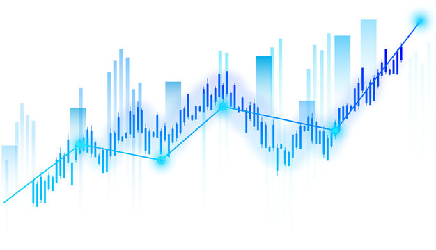 Abstract financial stock market candlestick chart and graph on transparent background for trading analysis.
