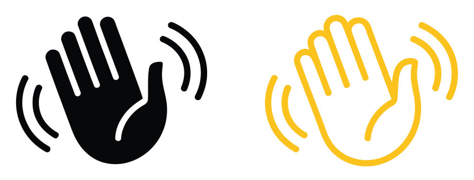 Waving Hand Icon Representing Greeting Hello Goodbye Friendly Communication and Interaction Gesture Symbol vector design