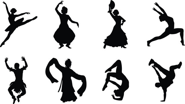 Dance and Performance Silhouette Collection with Ballet Contemporary and Cultural Poses