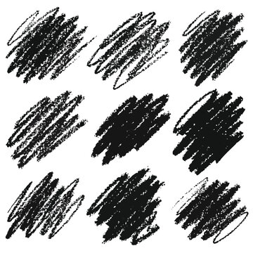 Charcoal Pencil Scribble Swatch Texture Vector Element Sheet