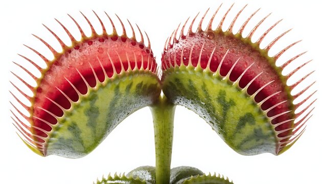 Detailed image of Venus flytrap (Dionaea muscipula) carnivorous plant With shadow. AI GENERATED.