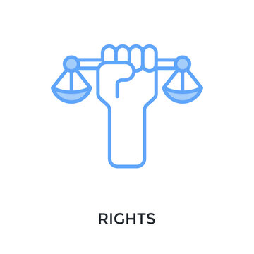 Rights Icon Lineal Blue Style. Vector Illustration For Graphic Design