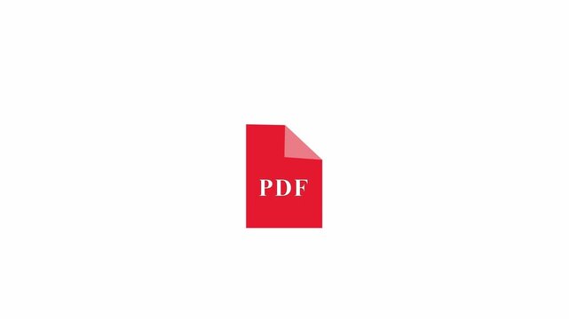 PDF Document File Icon Animation on White Background 4k Video,