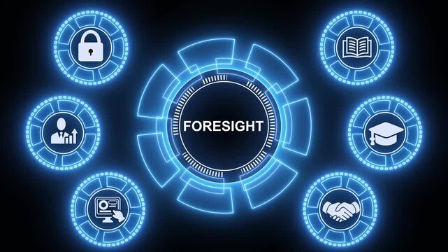 Business foresight concept showing teamwork process, business insights from large data sets, Animated data analytics banner web icons isolated