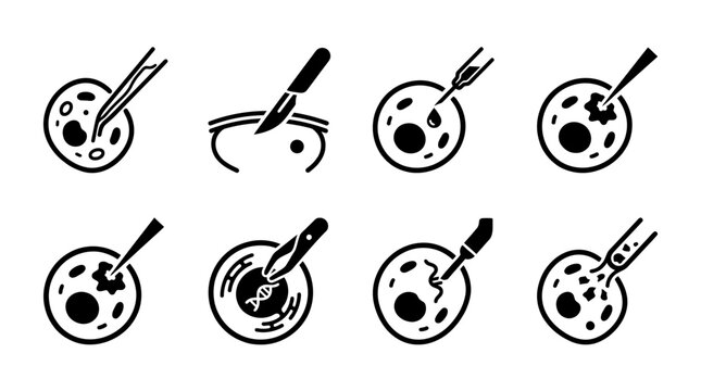 Medical Icons: Cell Manipulation, DNA, Surgery, IVF